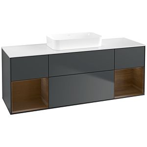 Villeroy und Boch Finion Waschtischunterschrank F741GNHG 160x60,3x50,1cm, Regale Walnut veneer, Midnight Blue Matt Lacquer
