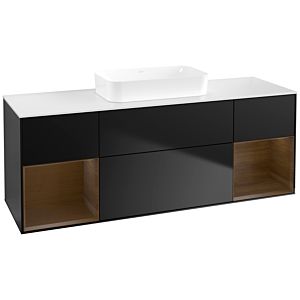Villeroy et Boch Finion Villeroy et Boch F741GNPD 160x60.3x50.1cm, étagères placage noyer, laqué noir mat