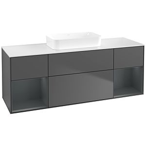 Villeroy und Boch Finion Waschtischunterschrank F741HGGK 160x60,3x50,1cm, Regale Midnight matt lacquer, Anthracite matt