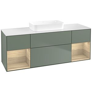 Villeroy et Boch Finion F741PCGM 160x60.3x50.1cm, étagères Oak Veneer , Olive Matt Lacquer