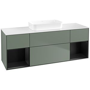 Villeroy und Boch Finion Waschtischunterschrank F741PDGM 160x60,3x50,1cm, Regale Black matt lacquer, Olive Matt Lacquer