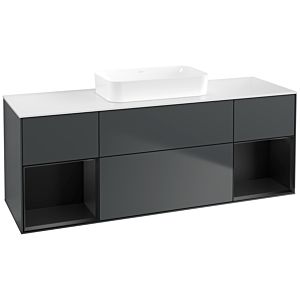 Villeroy und Boch Finion Waschtischunterschrank F741PDHG 160x60,3x50,1cm, Regale Black matt lacquer, Midnight Blue Matt Lacquer
