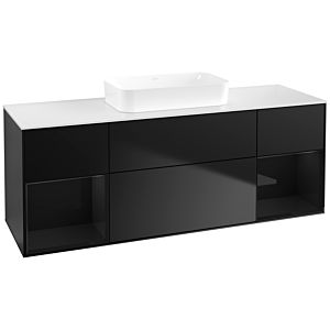 Villeroy und Boch Finion Waschtischunterschrank F741PHPD 160x60,3x50,1cm, Regale Glossy black lacquer, Black matt lacquer
