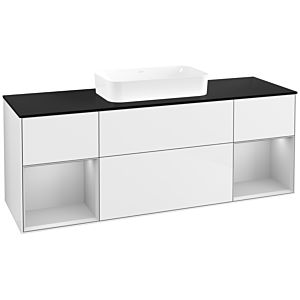 Villeroy und Boch Finion Waschtischunterschrank F742GJGF 160x60,3x50,1cm, Regale Light grey matt lacquer, Glossy white lacquer