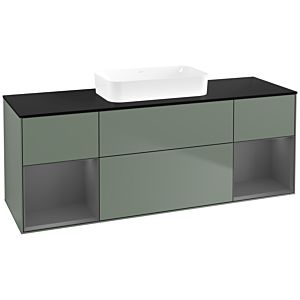 Villeroy und Boch Finion Waschtischunterschrank F742GKGM 160x60,3x50,1cm, Regale Anthracite matt lacquer, Olive Matt Lacquer