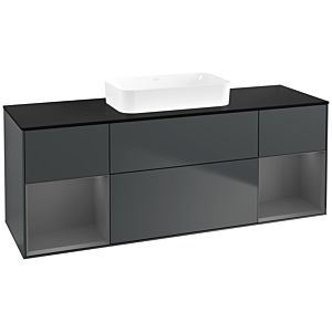 Villeroy und Boch Finion Waschtischunterschrank F742GKHG 160x60,3x50,1cm, Regale Anthracite matt lacquer, Midnight Blue Matt Lacquer