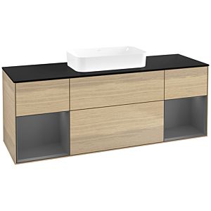 Villeroy et Boch Finion F742GKPC 160x60,3x50,1cm, étagères laqué anthracite mat, Oak Veneer