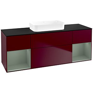 Villeroy und Boch Finion Waschtischunterschrank F742GMHB 160x60,3x50,1cm, Regale Olive matt lacquer, Peony Matt