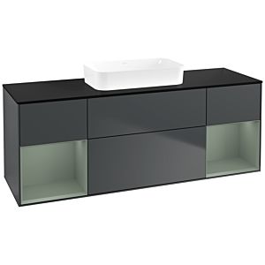 Villeroy und Boch Finion Waschtischunterschrank F742GMHG 160x60,3x50,1cm, Regale Olive matt lacquer, Midnight Blue Matt Lacquer