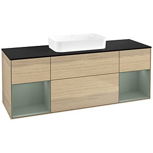 Villeroy und Boch Finion Waschtischunterschrank F742GMPC 160x60,3x50,1cm, Regale Olive matt lacquer, Oak Veneer