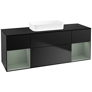 Villeroy et Boch Finion Villeroy et Boch F742GMPD 160x60,3x50,1cm, étagères laqué olive mat, laqué noir mat