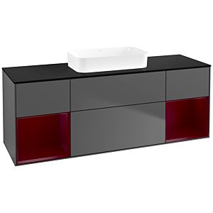Villeroy und Boch Finion Waschtischunterschrank F742HBGK 160x60,3x50,1cm, Regale Peony matt lacquer, Anthracite matt