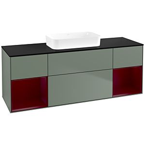 Villeroy und Boch Finion Waschtischunterschrank F742HBGM 160x60,3x50,1cm, Regale Peony matt lacquer, Olive Matt Lacquer