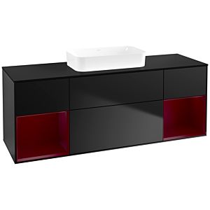 Villeroy und Boch Finion Waschtischunterschrank F742HBPD 160x60,3x50,1cm, Regale Peony matt lacquer, Black matt lacquer