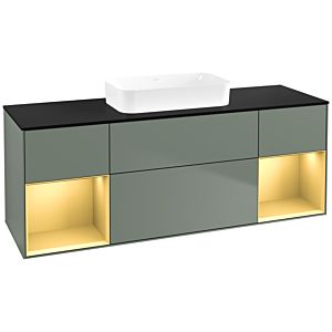 Villeroy und Boch Finion Waschtischunterschrank F742HFGM 160x60,3x50,1cm, Regale Gold matt lacquer, Olive Matt Lacquer