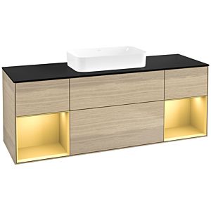 Villeroy und Boch Finion Waschtischunterschrank F742HFPC 160x60,3x50,1cm, Regale Gold matt lacquer, Oak Veneer