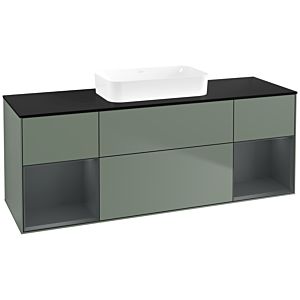 Villeroy und Boch Finion Waschtischunterschrank F742HGGM 160x60,3x50,1cm, Regale Midnight matt lacquer, Olive Matt Lacquer