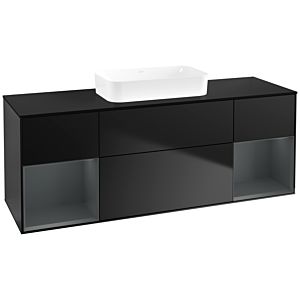 Villeroy et Boch Finion F742HGPD 160x60.3x50.1cm, étagères Laque mat minuit, Laque noire mate