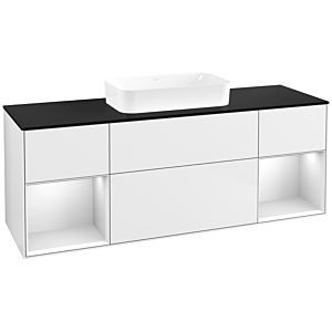 Villeroy und Boch Finion Waschtischunterschrank F742MTGF 160x60,3x50,1cm, Regale White matt lacquer, Glossy white lacquer