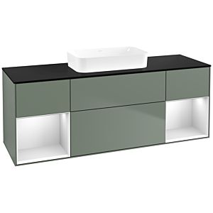 Villeroy und Boch Finion Waschtischunterschrank F742MTGM 160x60,3x50,1cm, Regale White matt lacquer, Olive Matt Lacquer