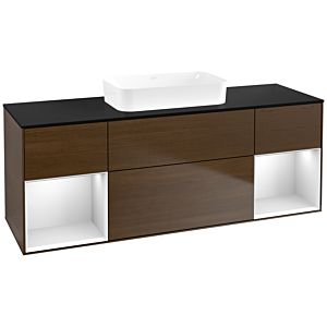 Villeroy und Boch Finion Waschtischunterschrank F742MTGN 160x60,3x50,1cm, Regale White matt lacquer, Walnut veneer