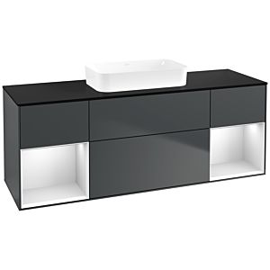 Villeroy und Boch Finion Waschtischunterschrank F742MTHG 160x60,3x50,1cm, Regale White matt lacquer, Midnight Blue Matt Lacquer