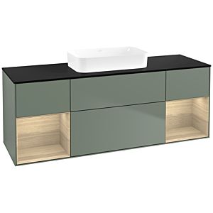 Villeroy und Boch Finion Waschtischunterschrank F742PCGM 160x60,3x50,1cm, Regale Oak Veneer, Olive Matt Lacquer
