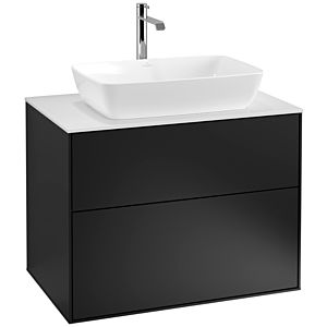 Villeroy und Boch Finion Waschtischunterschrank F75100PD 80x60,3cm, Abdeckplatte white matt, Black matt lacquer