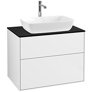 Villeroy und Boch Finion Waschtischunterschrank F75200GF 80x60,3cm, Abdeckplatte black matt, Glossy white lacquer