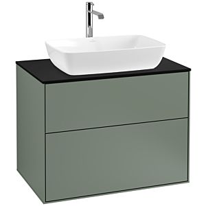 Villeroy und Boch Finion Waschtischunterschrank F75200GM 80x60,3cm, Abdeckplatte black matt, Olive Matt Lacquer