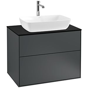 Villeroy und Boch Finion Waschtischunterschrank F75200HG 80x60,3cm, Abdeckplatte black matt, Midnight Blue Matt Lacquer