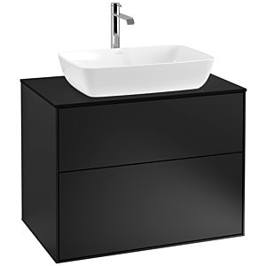 Villeroy und Boch Finion Waschtischunterschrank F75200PD 80x60,3cm, Abdeckplatte black matt, Black matt lacquer