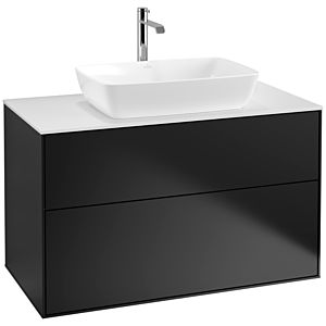 Villeroy und Boch Finion Waschtischunterschrank F76100PD 100x60,3cm, Abdeckplatte white matt, Black matt lacquer