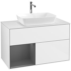 Villeroy and Boch Finion Villeroy and Boch Finion F771GKGF 100cm, cover plate white matt, shelves anthracite matt lacquer, glossy white lacquer