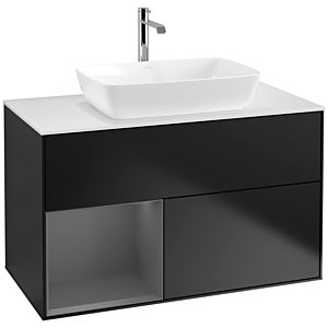 Villeroy and Boch Finion Villeroy and Boch Finion F771GKPD 100cm, cover plate white matt, shelves anthracite matt lacquer, black matt lacquer