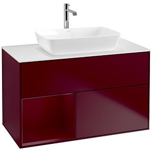 Villeroy und Boch Finion Waschtischunterschrank F771HBHB 100cm, Abdeckplatte white matt, Regale Peony matt lacquer, Peony Matt