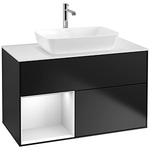 Villeroy and Boch Finion Villeroy and Boch Finion F771MTPD 100cm, cover plate white matt, shelves white matt lacquer, black matt lacquer