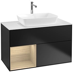 Villeroy and Boch Finion Villeroy and Boch Finion F771PCPD 100cm, cover plate white matt, shelves Oak Veneer , black matt lacquer