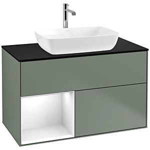 Villeroy and Boch Finion Villeroy and Boch Finion F772GFGM 100cm, cover plate black matt, shelves Glossy white lacquer, Olive Matt Lacquer