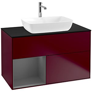Villeroy et Boch Finion Villeroy et Boch F772GKHB 100cm, plaque de finition noir mat, étagères Laque anthracite mat, Peony Matt