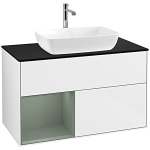 Villeroy and Boch Finion Villeroy and Boch Finion F772GMGF 100cm, cover plate black matt, shelves olive matt lacquer, glossy white lacquer