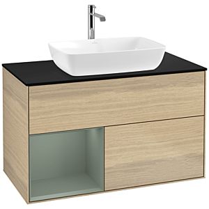 Villeroy and Boch Finion Villeroy and Boch Finion F772GMPC 100cm, cover plate black matt, shelves olive matt lacquer, Oak Veneer