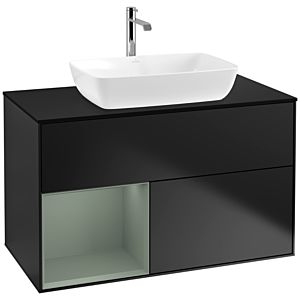 Villeroy and Boch Finion Villeroy and Boch Finion F772GMPD 100cm, cover plate black matt, shelves olive matt lacquer, black matt lacquer