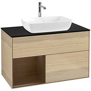 Villeroy et Boch Finion Villeroy et Boch F772GNPC 100cm, plaque de recouvrement noir mat, étagères Walnut Veneer , Oak Veneer