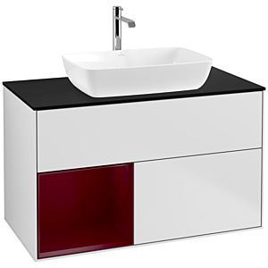 Villeroy and Boch Finion Villeroy and Boch Finion F772HBMT 100cm, cover plate black matt, shelves Peony matt lacquer, white matt lacquer