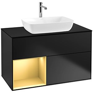 Villeroy and Boch Finion Villeroy and Boch Finion F772HFPD 100cm, cover plate black matt, shelves gold matt lacquer, black matt lacquer
