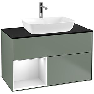 Villeroy and Boch Finion Villeroy and Boch Finion F772MTGM 100cm, cover plate black matt, shelves white matt lacquer, Olive Matt Lacquer
