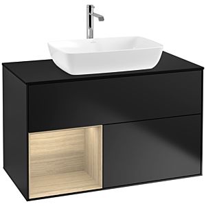 Villeroy and Boch Finion Villeroy and Boch Finion F772PCPD 100cm, cover plate black matt, shelves Oak Veneer , black matt lacquer