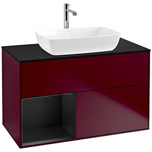 Villeroy et Boch Finion Villeroy et Boch F772PDHB 100cm, plaque de finition noir mat, étagères laqué noir mat, Peony Matt
