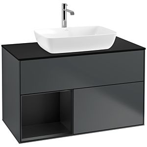 Villeroy et Boch Finion Villeroy et Boch F772PDHG 100cm, plaque de recouvrement noire mate, étagères Blue Matt Lacquer noir mat, Midnight Blue Matt Lacquer